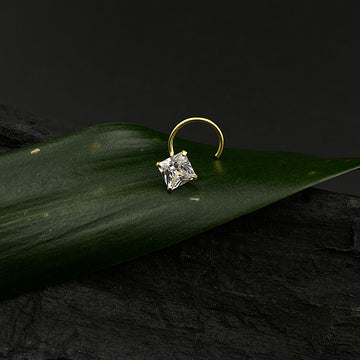 Square Zircon Nose Pin (Gold plated)